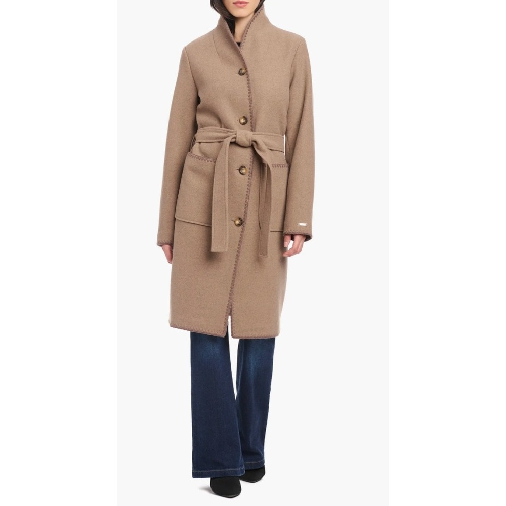Sanctuary Whipstitched Soft Touch Coat XL Camel Tan Belted NWT Winter Trench